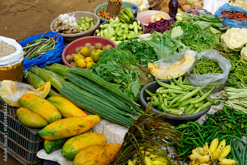 fresh vegetables on a local market in mumbai, india