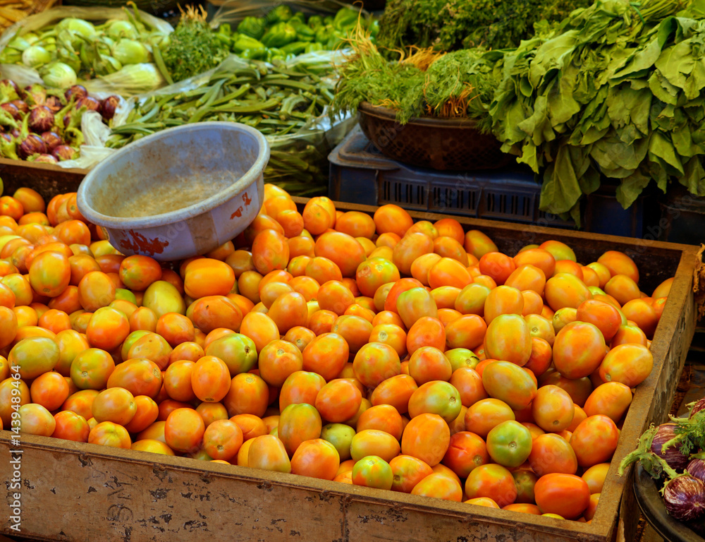 fresh vegetables on a local market in mumbai, india