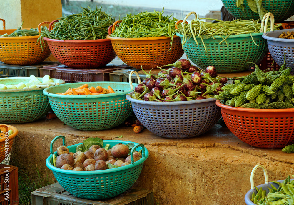 fresh vegetables on a local market in mumbai, india