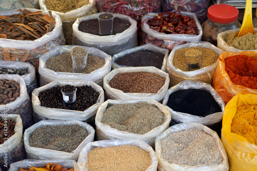 fresh spices and herbs on a market in sri lanka