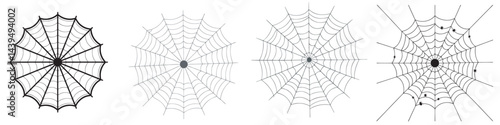 Four Variations of Spiderwebs Illustration Set