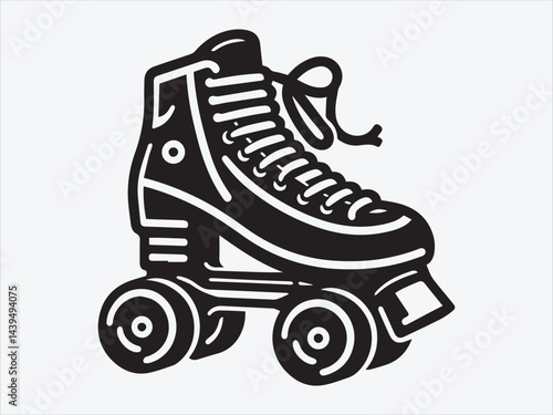 Roller Skates Silhouette / icon with Classic Four-Wheel Design for Sports, Fitness, and Retro-Art and Illustrations