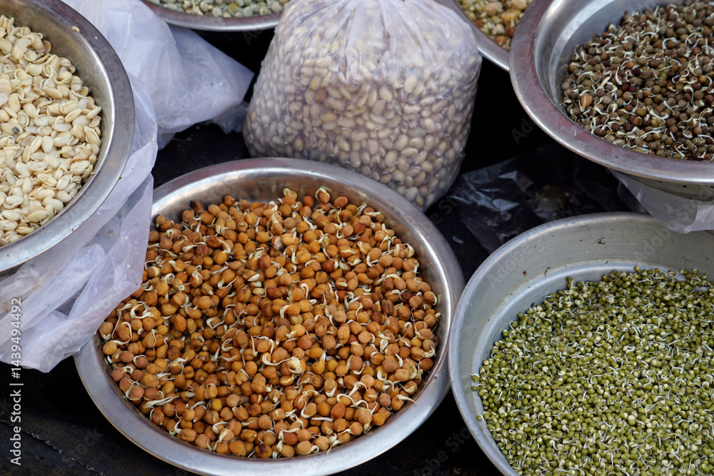 spices and herbs on a market in mumbai