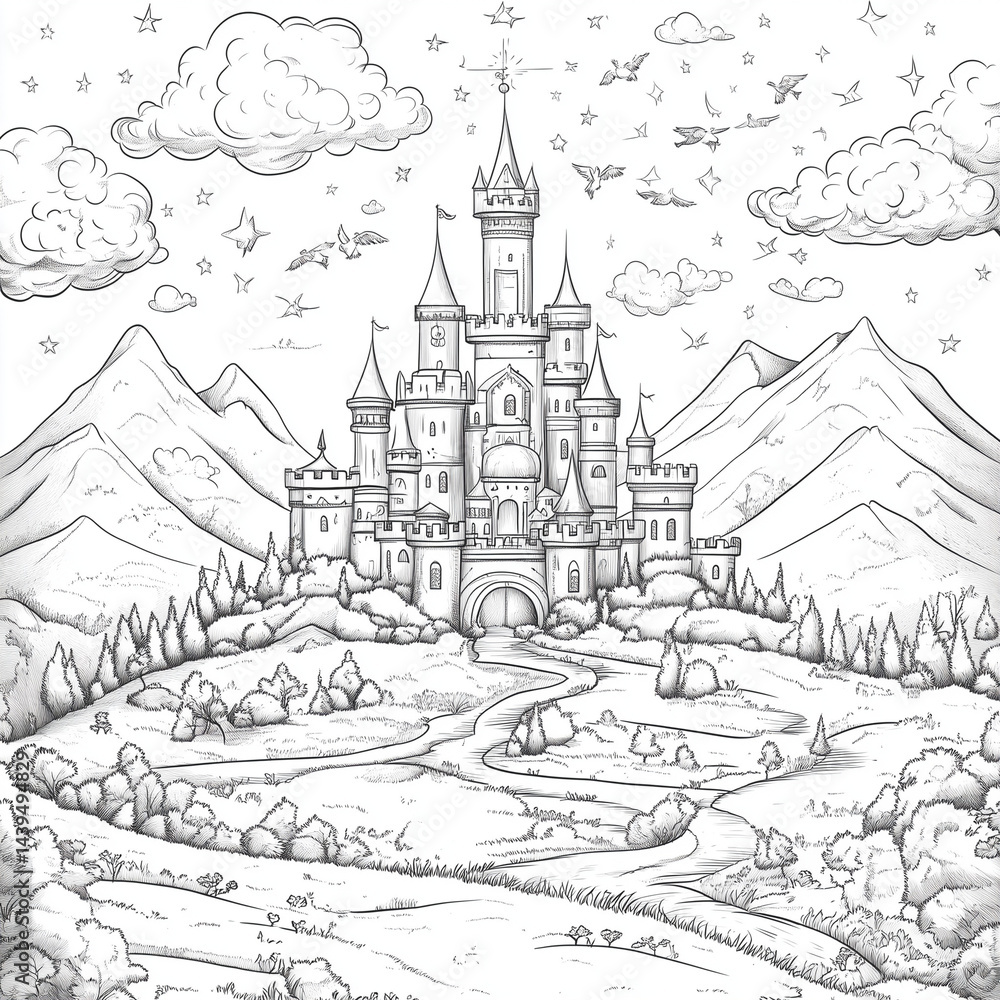 sketch of the church, A castle in your colors is a castle of dreams. sketch of the church, A castle in your colors is a castle of dreams.