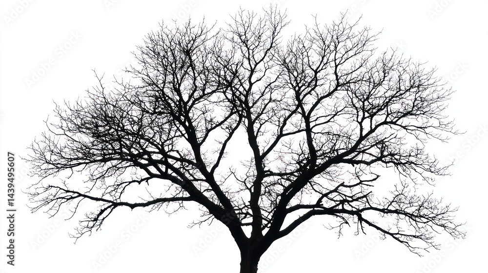 Obraz premium A detailed tree silhouette with leafless branches