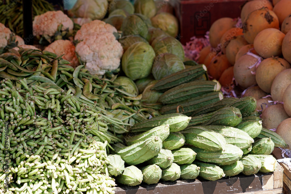 fresh vegetables on a local market in mumbai, india