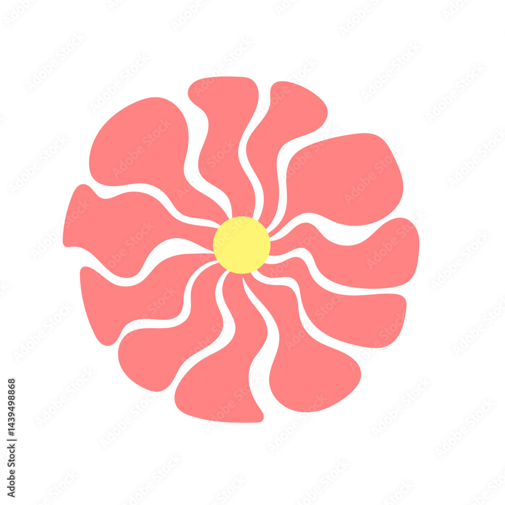 Fototapeta premium Abstract Flower Groovy Stylized Illustration