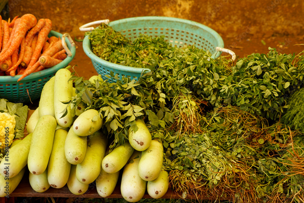 fresh vegetables on a local market in mumbai, india