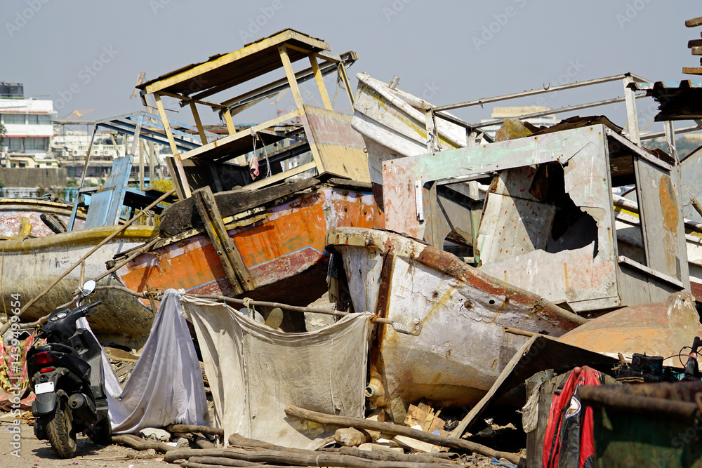 garbage dump in a fisherman district in mumbai