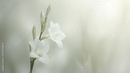 Elegant Gladiolus Flower with Soft Gradients and Tall Spikes in Serene Background