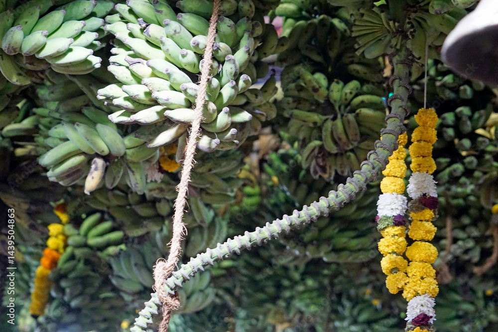 bell in the sky full of bananas at banana festival