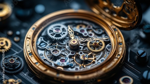 Close-up o f a vintage pocket watch with intricate,generative ai illustration