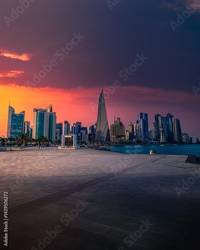 Wallpaper Mural View of city at sunset, Doha, Qatar Torontodigital.ca