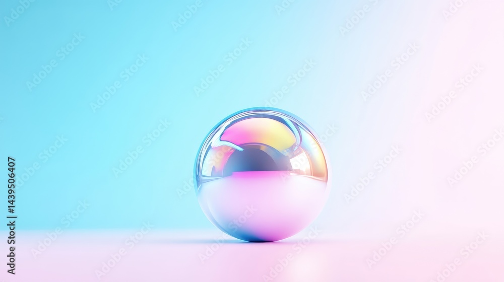 Chromatic Sphere Minimalist Design, High-gloss Reflective Surface, Centered Composition, Iridescent Highlights, Static Display, Pastel Background, Dreamy Ethereal Mood, Ideal for Abstract Art Chromatic Sphere Minimalist Design, High-gloss Reflective Surface, Centered Composition, Iridescent Highlights, Static Display, Pastel Background, Dreamy Ethereal Mood, Ideal for Abstract Art
