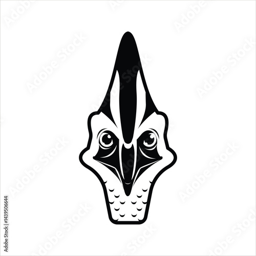 Cassowary Bird Silhouette Icon in Black and White