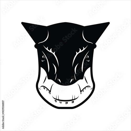 Carnotaurus Dinosaur Silhouette Icon in Black and White