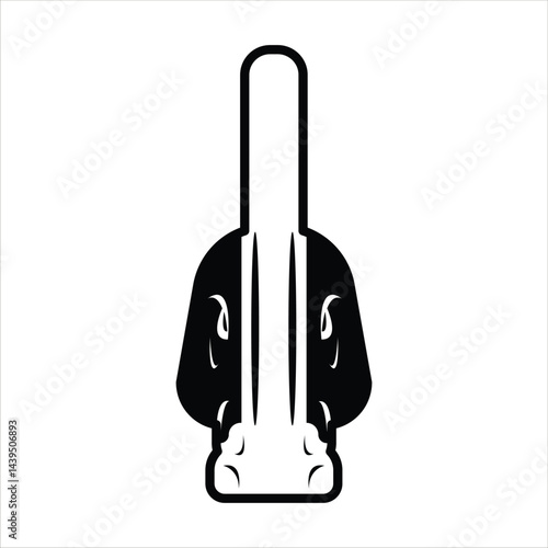 Parasaurolophus Dinosaur Silhouette Icon in Black and White