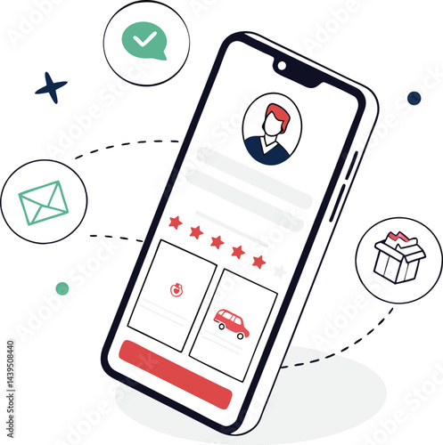 Mobile App User Profile Interface – Vector Illustration for Online Services and Delivery Application