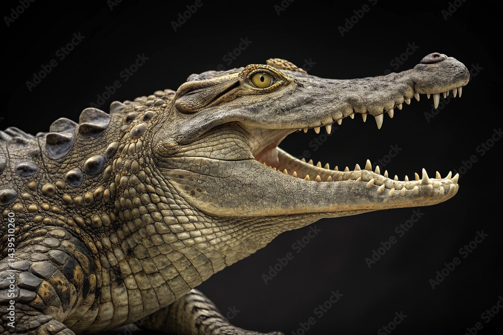Fototapeta premium Crocodile Isolated on Transparent Background Dangerous Wild Reptile.