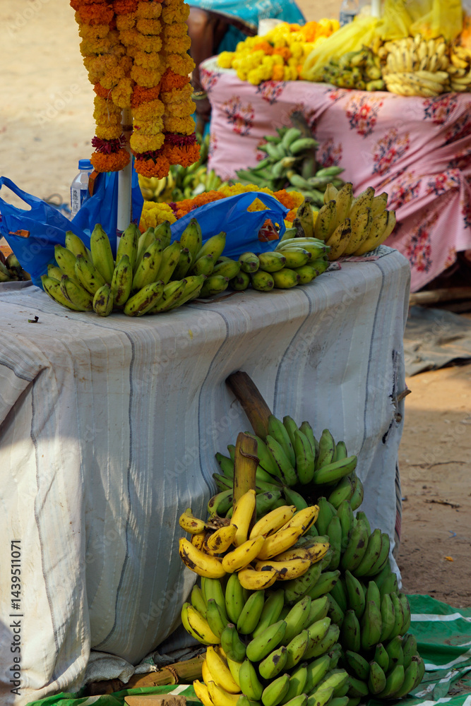 flower necklaces at hindu banana festival in baga goa