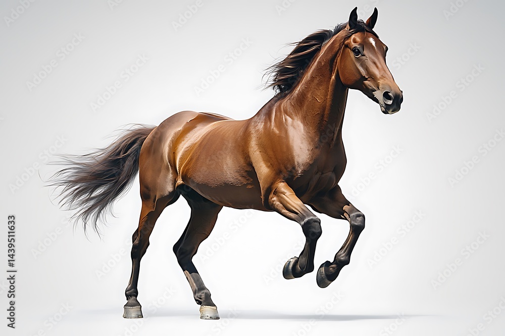 Majestic Brown Horse Running with Graceful Moves in Captivating Studio Lighting Majestic Brown Horse Running with Graceful Moves in Captivating Studio Lighting