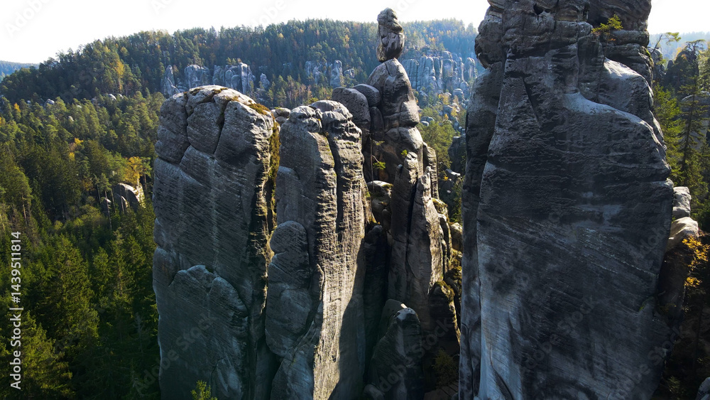 Adrspach rocks view from above Drone landscape Adrspach Czech Republic