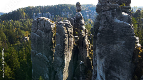 Obraz na płótnie Adrspach rocks view from above Drone landscape Adrspach Czech Republic w salonie
