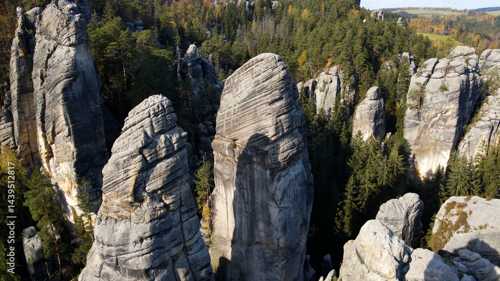 Adrspach rocks view from above Drone landscape Adrspach Czech Republic