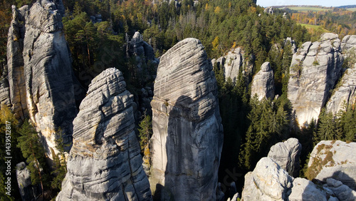 Obraz na płótnie Adrspach rocks view from above Drone landscape Adrspach Czech Republic w salonie