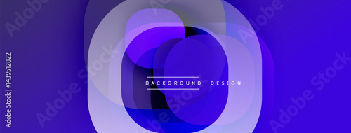 Abstract purple layers create circular design. Gradient shades offer modern visual appeal. Minimalist composition suits backgrounds.