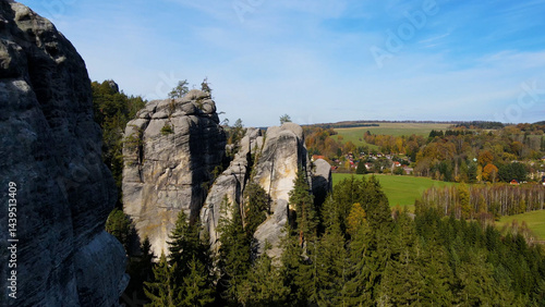 Adrspach rocks view from above Drone landscape Adrspach Czech Republic