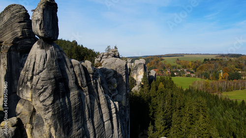 Obraz na płótnie Adrspach rocks view from above Drone landscape Adrspach Czech Republic w salonie