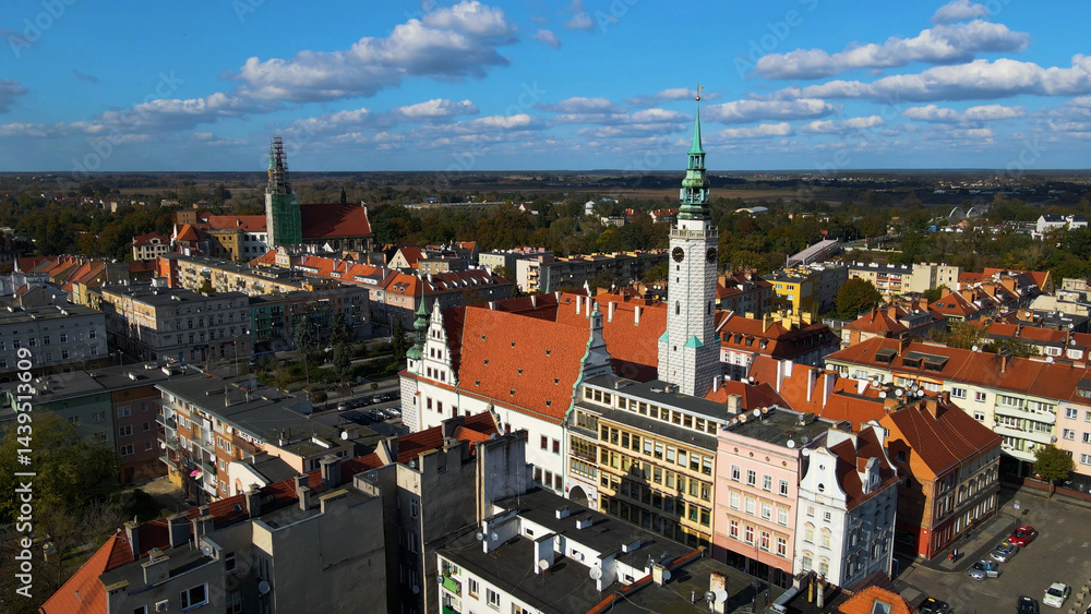 Fototapeta premium View of the old town from above Europe Brzeg Poland