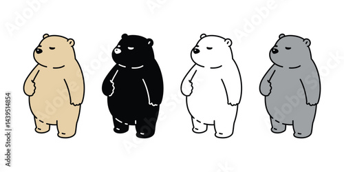 Bear polar icon vector fat teddy pet cartoon character logo symbol illustration clip art isolated