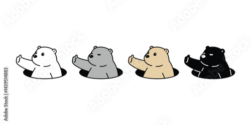 Bear polar icon vector thumbs up teddy pet hole cartoon character logo symbol illustration clip art isolated