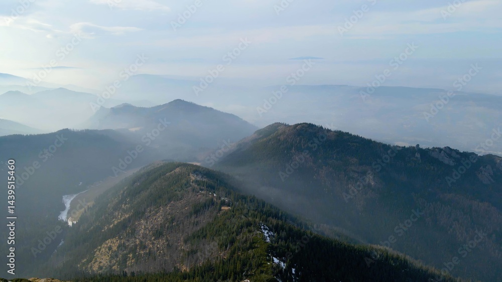 mountain top rocks view from above Zakopane Poland
