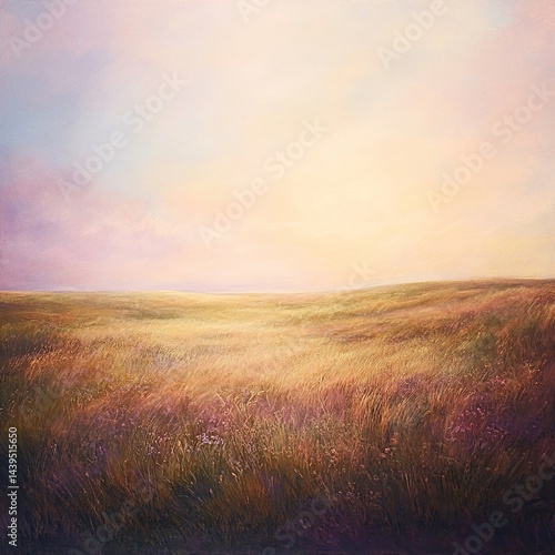 Serene golden field at dawn