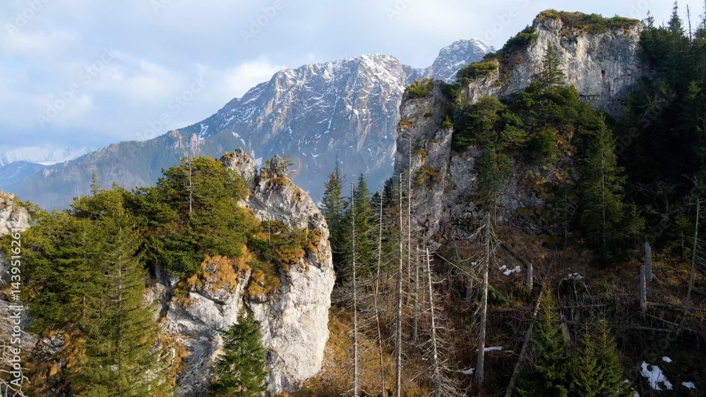 mountain top rocks view from above Zakopane Poland