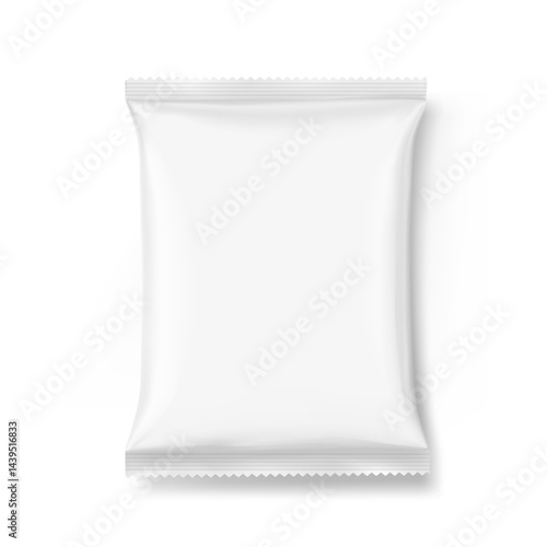 Blank realistic pillow bag mockup. Front view. Vector illustration isolated on white background. Perfect to create your final pack shot. EPS10.