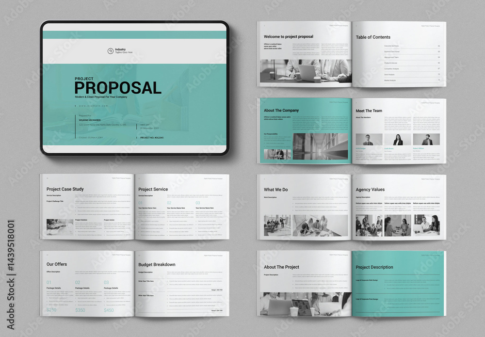 Digital Project Proposal Examples Digital Project Proposal Template Landscape Stock Template | Adobe Stock