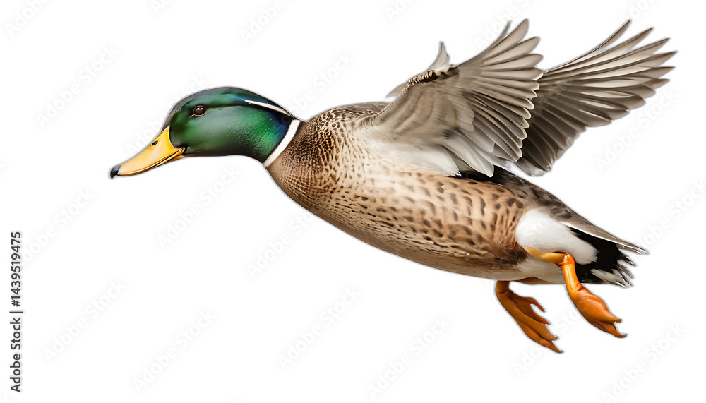 Obraz premium 청둥오리의 비행 역동성 포착,AI 생성