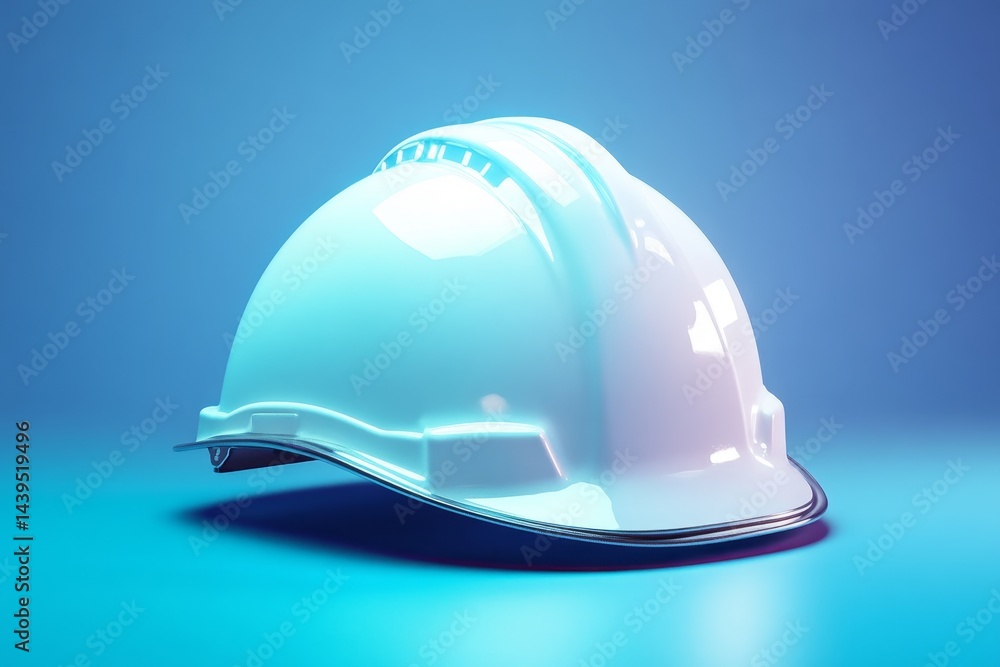 Fototapeta premium Rendered safety helmet against a vibrant background.