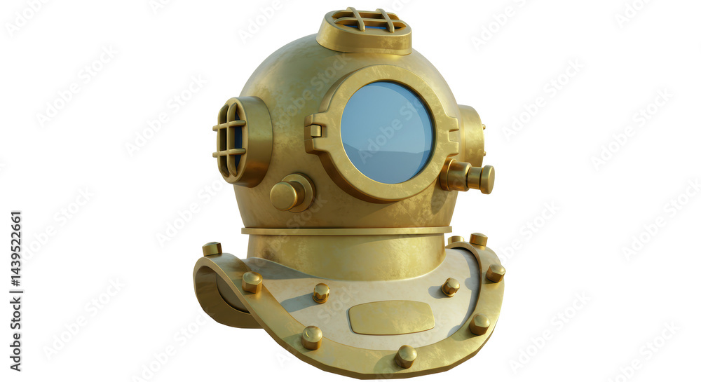 Naklejka premium Isolated Old Diving Helmet
