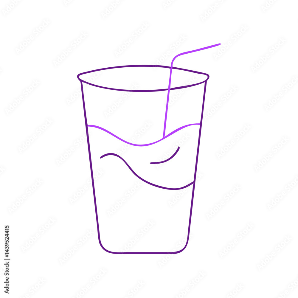 Minimalist outline drink cup with straw illustration Minimalist outline drink cup with straw illustration