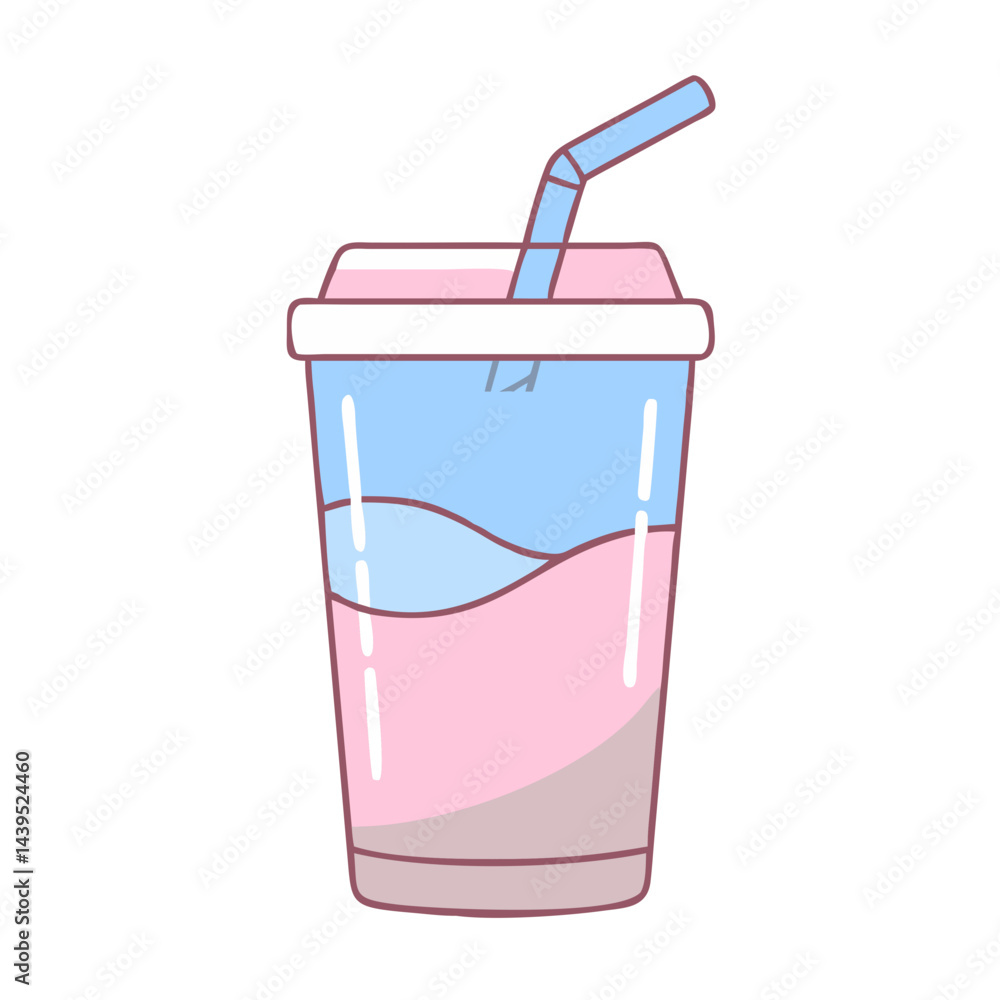 Colorful drink in a cup with straw Colorful drink in a cup with straw