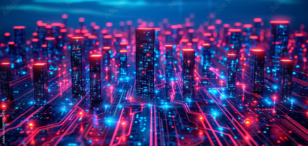 Smart city on circuit board background Smart city on circuit board background