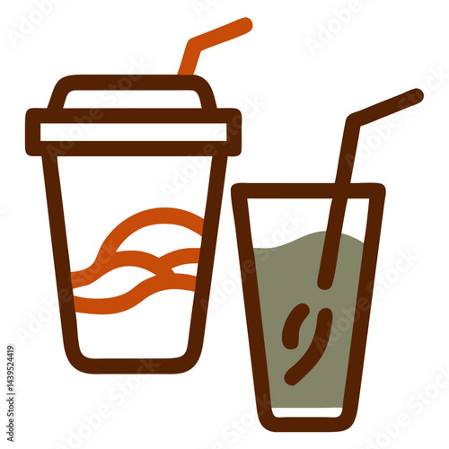 Refreshing Drinks Icon Featuring Two Beverage Containers  