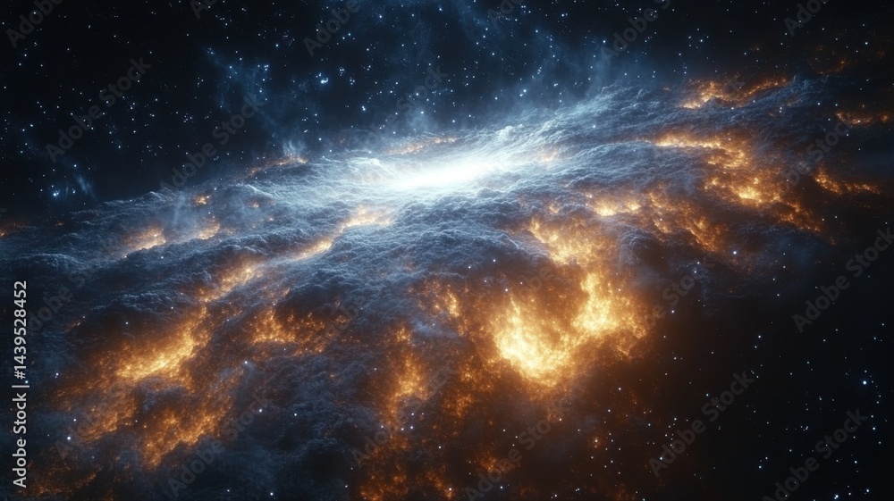 Fototapeta premium Fiery Black Hole: Cosmic Inferno and Stellar Formation black hole galaxy space universe cosmos fiery