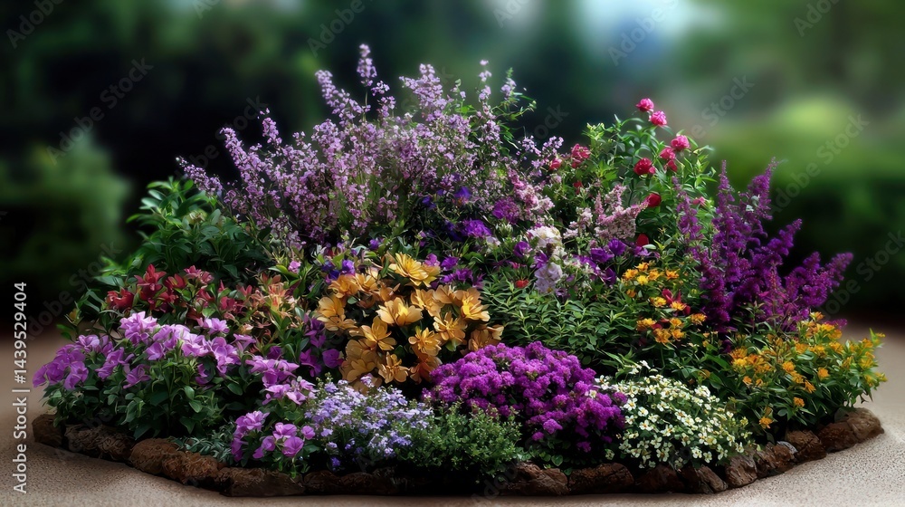 Obraz premium Colorful flowerbed garden display outdoors