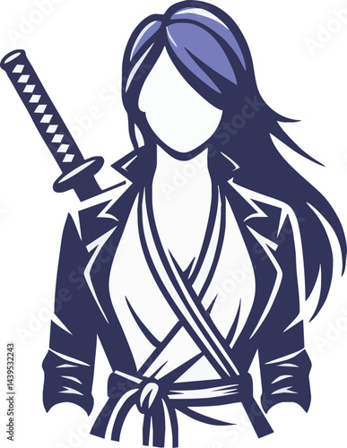 Vector silhouette of a fashionable lady with a sword, a stylish illustration